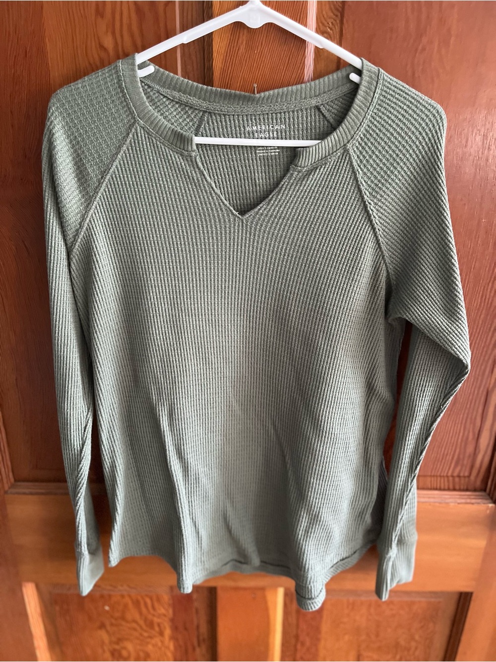 American Eagle Outfitters Olive Green Waffle Thermal Long Sleeve